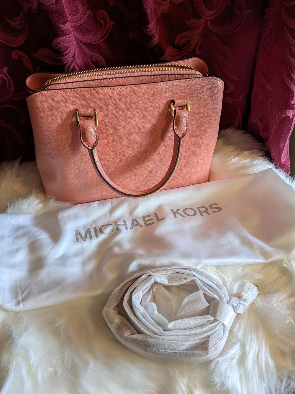 Michael Kors Pink Saffiano Leather Tote Bag